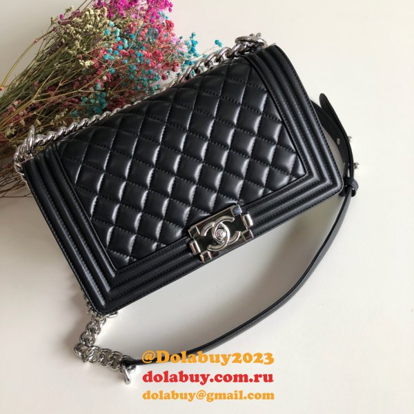 Fashion CC Le Boy Top Quality Black Bags lambskin 25cm