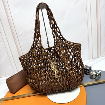 YSL ICARE medium in wood beads in Brown