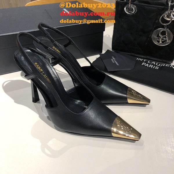 Luxury Saint Laurent Slingback Pumps In Patent Leather