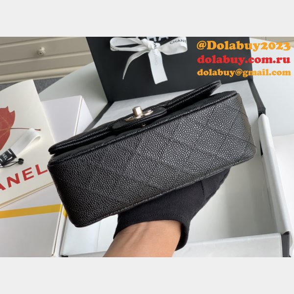 Top Quality CC Caviar Leather Flap Bag 1116 20CM