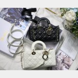 Dior High Quality Replica Black/White Lady Dior Cannage Tech Pouch 26cm