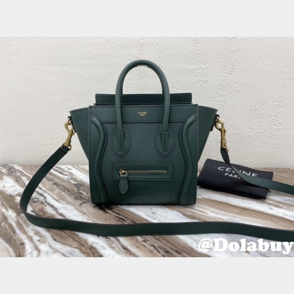 Celine Army Green Luggage Nano shopper 168243 Handbag