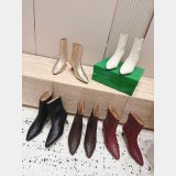 Bottega Veneta Leather Tweed Pattern Boots