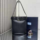 Prada Buckle leather bucket bag with belt 1BE085