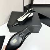 Cotton Tweed Lambskin White Black Slingbacks Shoes