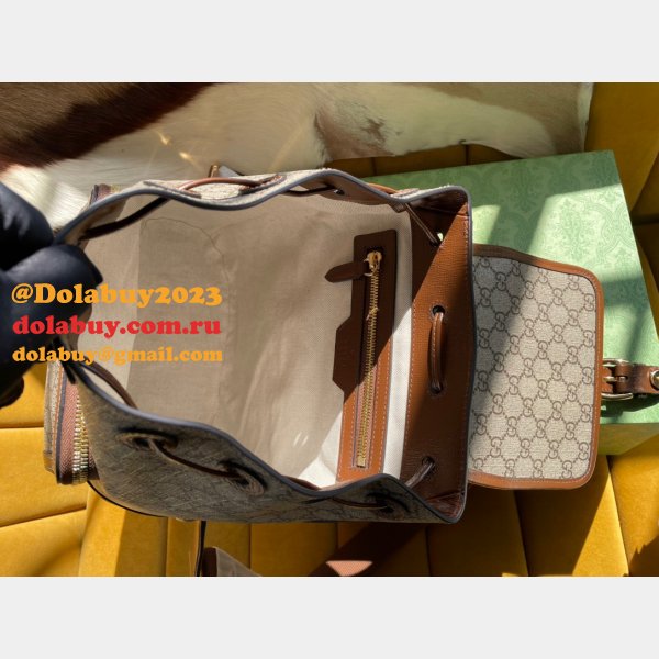 The Best Gucci Backpack Interlocking G in GG Supreme Replica Bag Online Store