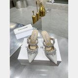 Manolo Blahnik LURUM Satin Crystal Embellished Mules