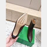 Bottega Veneta Leather Tweed Pattern Boots
