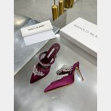 Manolo Blahnik LURUM Satin Crystal Embellished Mules