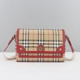 Burberry Beige Red Top Handle Note Bag