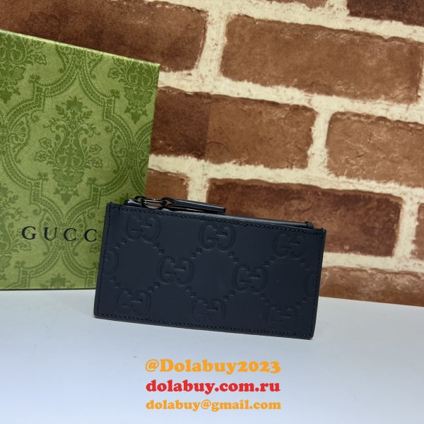 GG Replcia Gucci 771314/771315/780403 Rubber-effect Zip Card Case Wallet