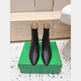 Bottega Veneta Leather Tweed Pattern Boots