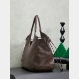 MIU MIU Ivy nappa leather shopping bag DARK BROWN