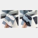 Replica  Prada Leather Logo Flat Slide Sandals