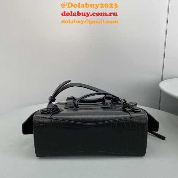 Top Quality Balenciaga cuag black crocodile bag