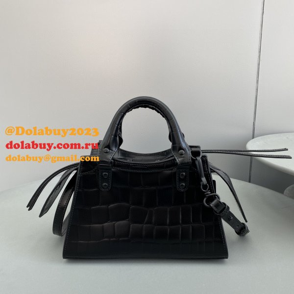 Top Quality Balenciaga cuag black crocodile bag