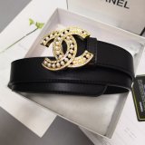 Luxury Replica CC Double C Belt Black Width 3.0cm 1137