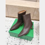 Bottega Veneta Leather Tweed Pattern Boots