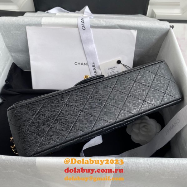 CC Replica 25.5CM Classic Flap Bag Caviar Leather Black A01112