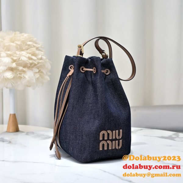 7 Star MiuMIU New Canvas Bucket 5BE089 Bag