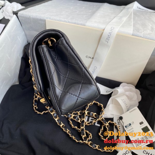 2020 Luxury CC CF 20CM Flap Lambskin Classic Black Bags