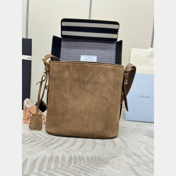 Top Quality Prada Suede Leather Mini Bucket Bag