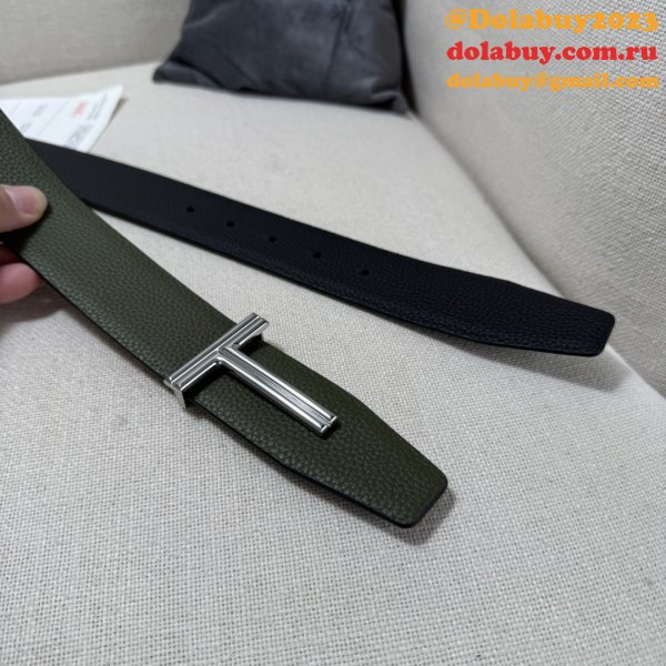 TOM FORD Leather Reversible T Belt 38mm