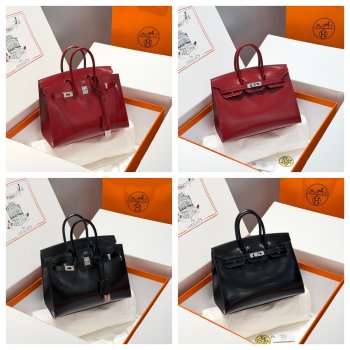 7 Star Hermes Birkin handmade Stiching Handbags Box Calf 25CM