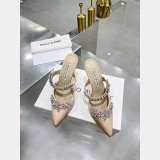 Manolo Blahnik LURUM Satin Crystal Embellished Mules