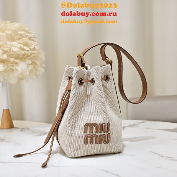 7 Star MiuMIU New Canvas Bucket 5BE089 Bag