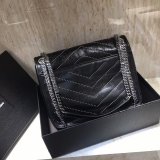 Top Quality YSL Niki 28CM crinkled vintage black leather