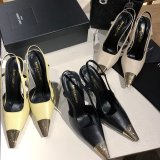 Luxury Saint Laurent Slingback Pumps In Patent Leather