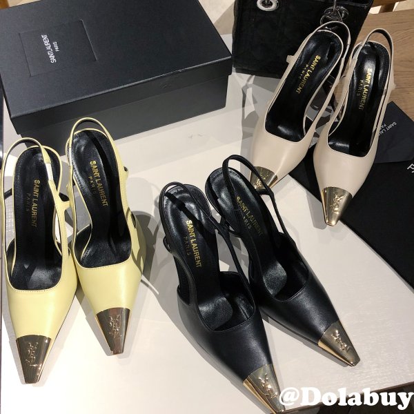 Luxury Saint Laurent Slingback Pumps In Patent Leather