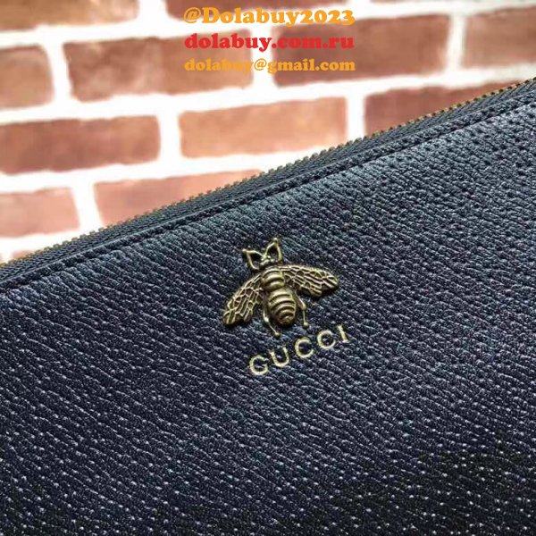 Luxury Gucci 523684 Animalier leather pouch  Black