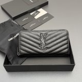 CASSANDRE MATELASSE ZIP AROUND WALLET IN GRAIN LEATHER