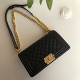 AAA+ CC Le Boy  Luxury Replica Black Bags Caviar 25cm