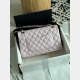 Top Quality CC Flap Caviar leather light pink 25cm bag