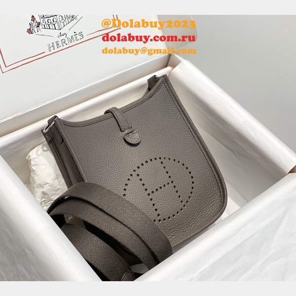 Hermes Mini Evelyne Handbags Replica Pewter Grey