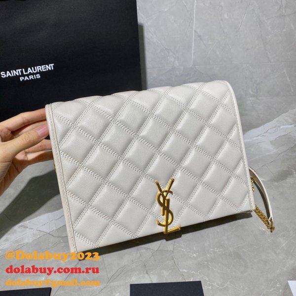 Replicas Saint Laurent Becky Large chain bag in quilted lambskin