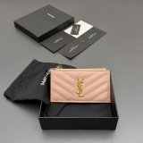 Saint Laurent CASSANDRE MATELASSE FRAGMENTS CARD CASE IN GRAIN LEATHER