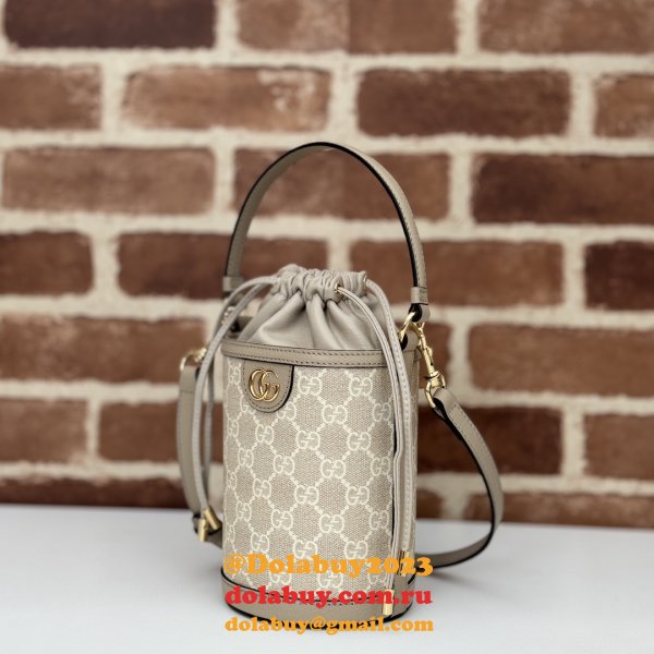 Knockoff Gucci Ophidia Inspired Bucket Ebony Supreme 760199 Bag