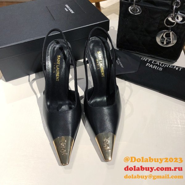 Luxury Saint Laurent Slingback Pumps In Patent Leather