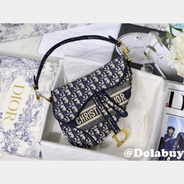 Replica Saddle Bag Blue Dior Oblique Jacquard