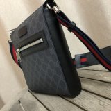 UK Gucci Fake Black GG Supreme Small Messenger 523599 Bag