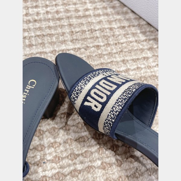 Replica Designer Dior Dway One-word embroidered slippers Shoes Online