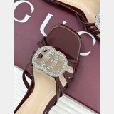 Women's slide with crystal Interlocking G Flat