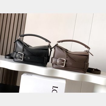 Small Loewe Puzzle Biker Bag In Shiny Calfskin