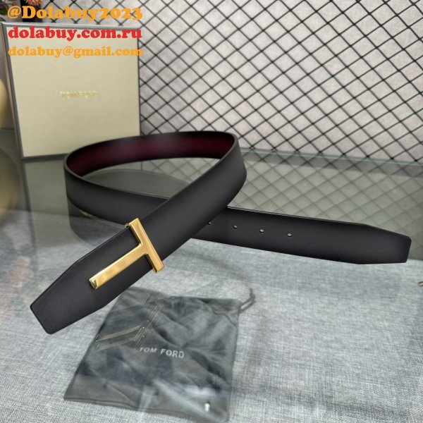 Tom Ford Smooth Calf Leather T-Buckle Belt 38MM