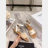 Top Quality Celine LYMPIA FLAT STRAP SANDAL in RAFFIA & CALFSKIN