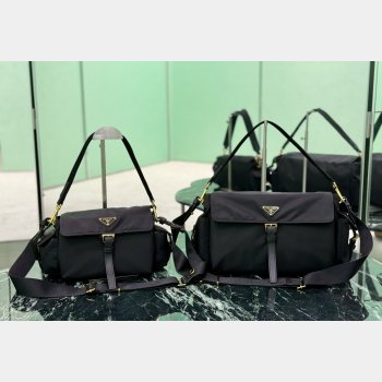 Prada Explore Re-Nylon shoulder bag with flap bLACK